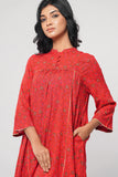 Women's Ethnic Kurta (One Piece) : Rooibos Tea Printed & Racing Red Printed