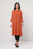 Women's Ethnic Kurta (One Piece) : Rooibos Tea Printed & Racing Red Printed