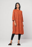 Women's Ethnic Kurta (One Piece) : Rooibos Tea Printed & Racing Red Printed