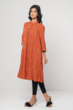 Women's Ethnic Kurta (One Piece) : Rooibos Tea Printed & Racing Red Printed