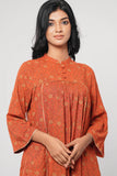 Women's Ethnic Kurta (One Piece) : Rooibos Tea Printed & Racing Red Printed