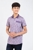 Junior Boy's Shirt (10-14 Years): Purple Print