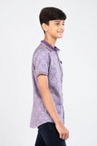 Junior Boy's Shirt (10-14 Years): Purple Print