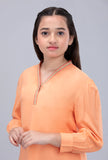 Junior Girls Ethnic Top (10-14 Years) : Cadmium Orange & Lilac Breeze