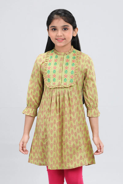 Princess Top (2-8 Years) : Lime Green & Pale Turquoise
