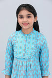 Princess Top (2-8 Years) : Lime Green & Pale Turquoise