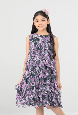 Princess Woven Top : Purple Floral Printed ( 2-8 Years)