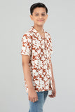 Junior Boys Casual Shirt (10-14 Years) : BROWN PRINT