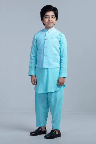 Prince Kurta Set ( 4- 15 Years) : Pale Turquoise