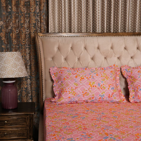 Bed sheets-Pink Floral (Queen Size)