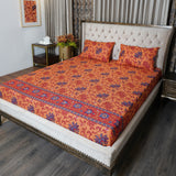 Bed Sheet : Peach Floral (Queen Size)