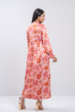Women's Long Dress: Coral Printed