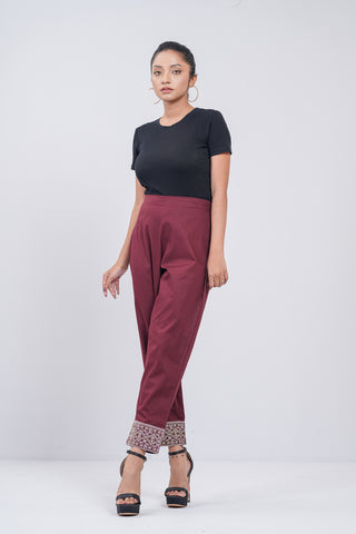 Women's Ethnic Pant: Old Copper & Thatch Green