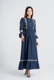 Women's Long Dress : Indigo
