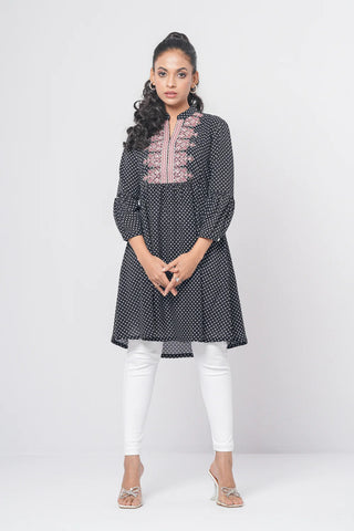 Women's Ethnic Kurti : Black with Dot Printed & White with Dot Printed