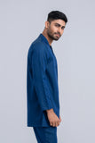 Men's Premium Cotton Matching Kabli Suit:  Bastille & Cobal Blue