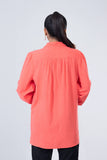 Embroidered Relaxed Fit Shirt : Hot Coral