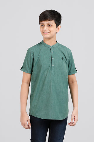Junior Boy's shirt : Green & Maroon (10-14 Years)