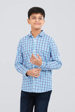 Junior Boys Casual Shirt (10-14 Years) : Blue Check