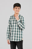 Junior Boy's Shirt (10-14 Years): Green Check