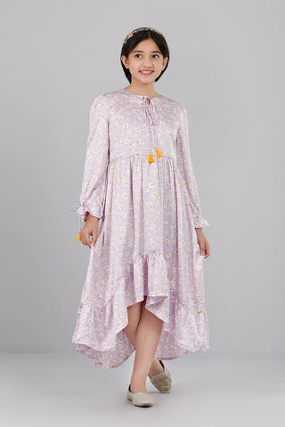 Junior Girls Long Dress : Lavender Rose (10-14 Years)