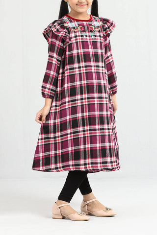 Girl's Dress : Maroon Check (2-8 Years)
