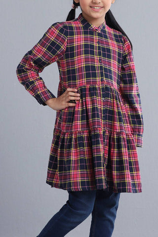 Girl's Top : Red Check ( 2-8 Years)