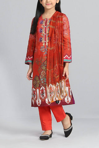 Princess Lawn : Fiery Red & Golden Orange ( 2-8 Years )