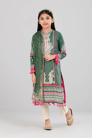 Princess Lawn : FOREST GREEN & CHOCOLATE TRUFFLE ( 2-8 Years )