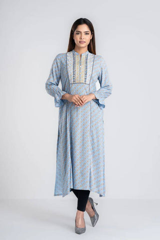 Women's ethnic : Placid Blue & Golden Yellow