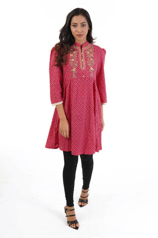Women's Fatua : ROSE RED PRINTED & GOLDEN YELLOW PRINTED