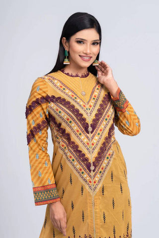 Women's lawn : Golden Yellow & Cloud Cream