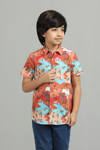 Boy's shirt : Brown Print (2-8 Years)
