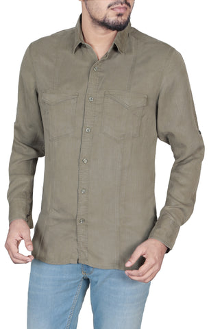 Men's Casual Shirt OLIVE - Yellow Clothing