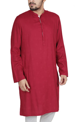 Men's Regular Fit Panjabi RED - Yellow Clothing