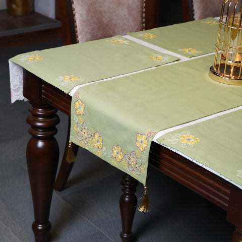 Lime Green Embroidered Table Runner
