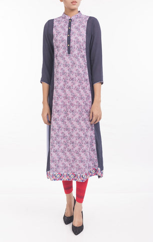 Screen Printed with Embroidered Patch Women's Ethnic Trial GREY