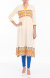 Embroidered Women's Ethnic Trail WHITE PRINTED - Yellow Clothing
