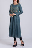 Women's Embroidered Kurti : Teal Blue
