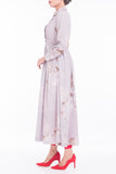 Women's Long Dress GREY FLORAL PRINTED - Yellow Clothing